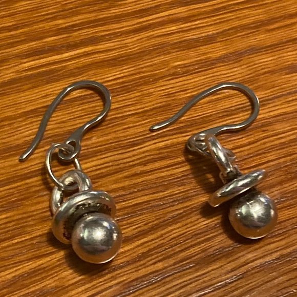Silver Metal Pacifier Earrings - Picture 3 of 3